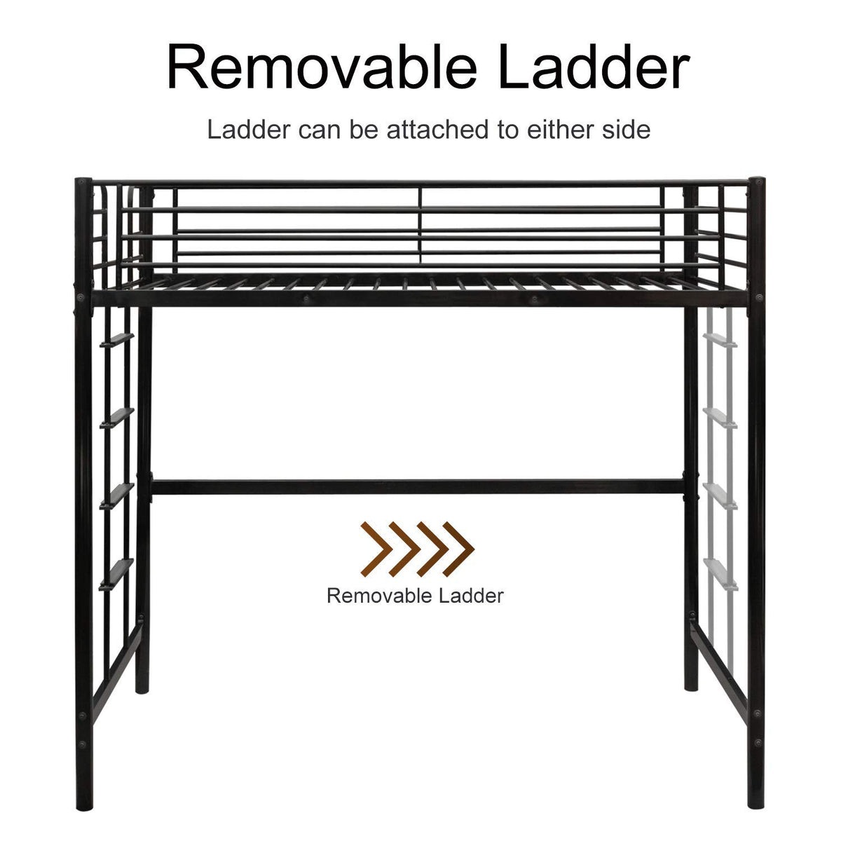 Black Twin Metal Loft Bed