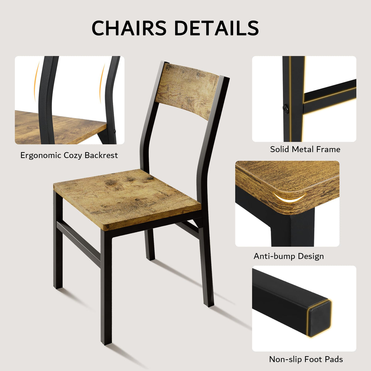 iPormis 7-Piece Dining Table & Chairs Set for 4-6, 63" Extendable Kitchen Table with 6 Chairs, Dining Room Table with MDF Board & Metal Frame, Perfect for Small Space,Easy Assembly, Rustic Brown