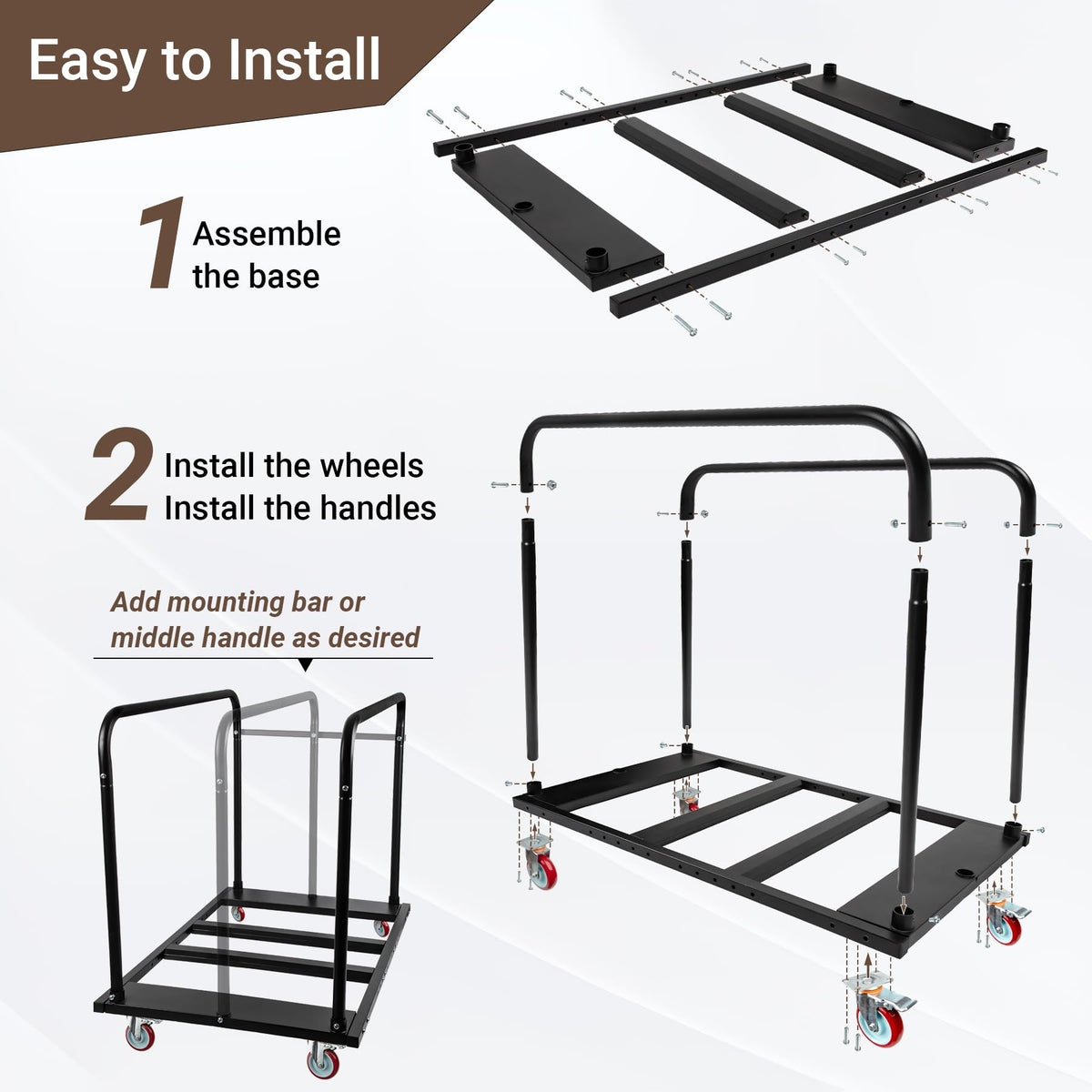 Eastrexon Folding Table Cart, 1800 Heavy Duty Drywall Dolly Cart