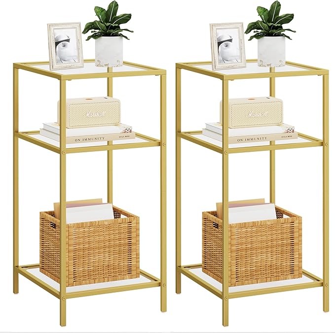 3-Tier Glass Side Table Set of 2
