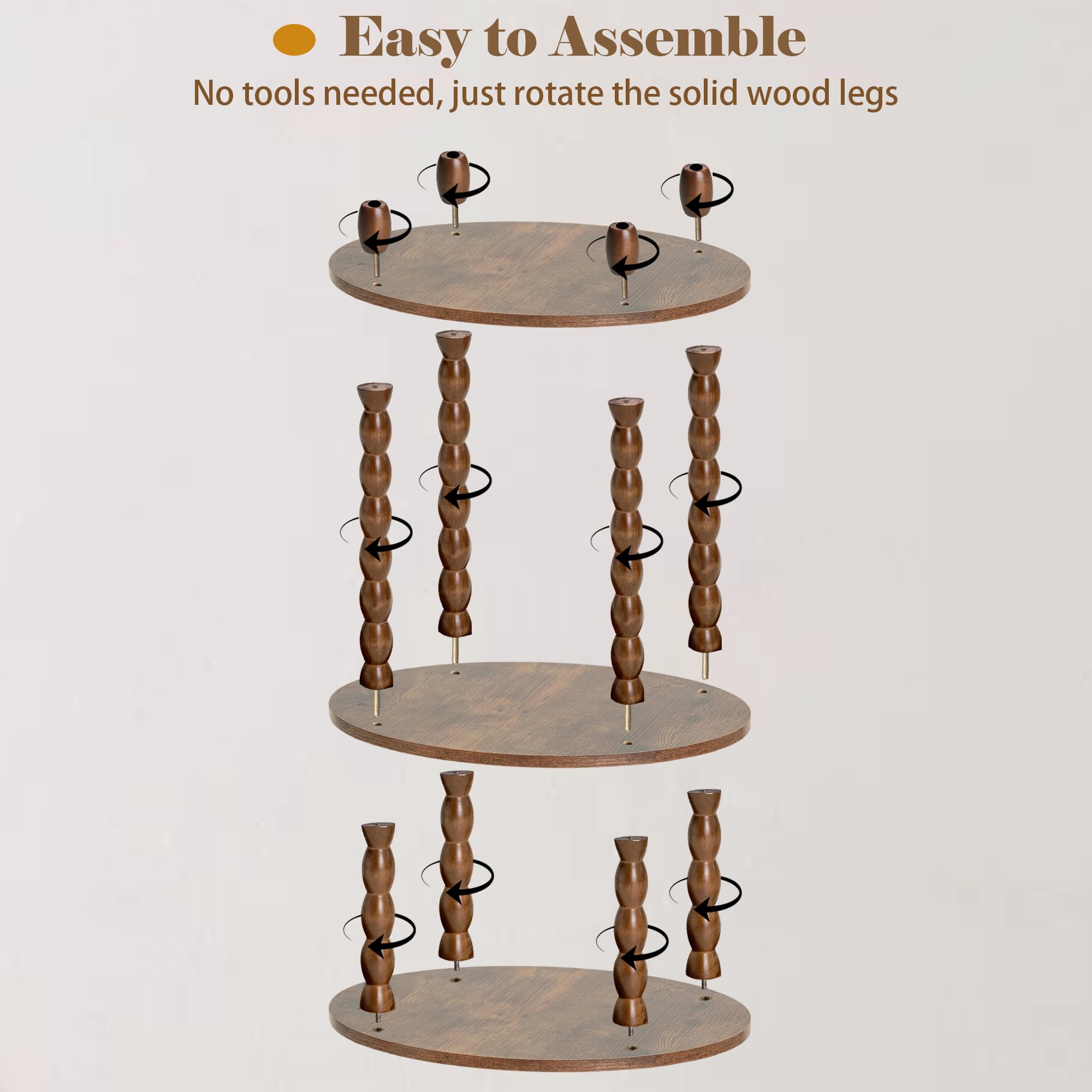 3-Tier Side Table with Storage Shelves