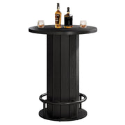 Farmhouse Round Bar Table with Metal Ring Footrest