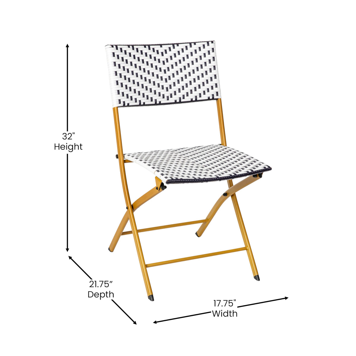 Flash Furniture PE Rattan Indoor/Outdoor Folding Bistro Set, Navy/White