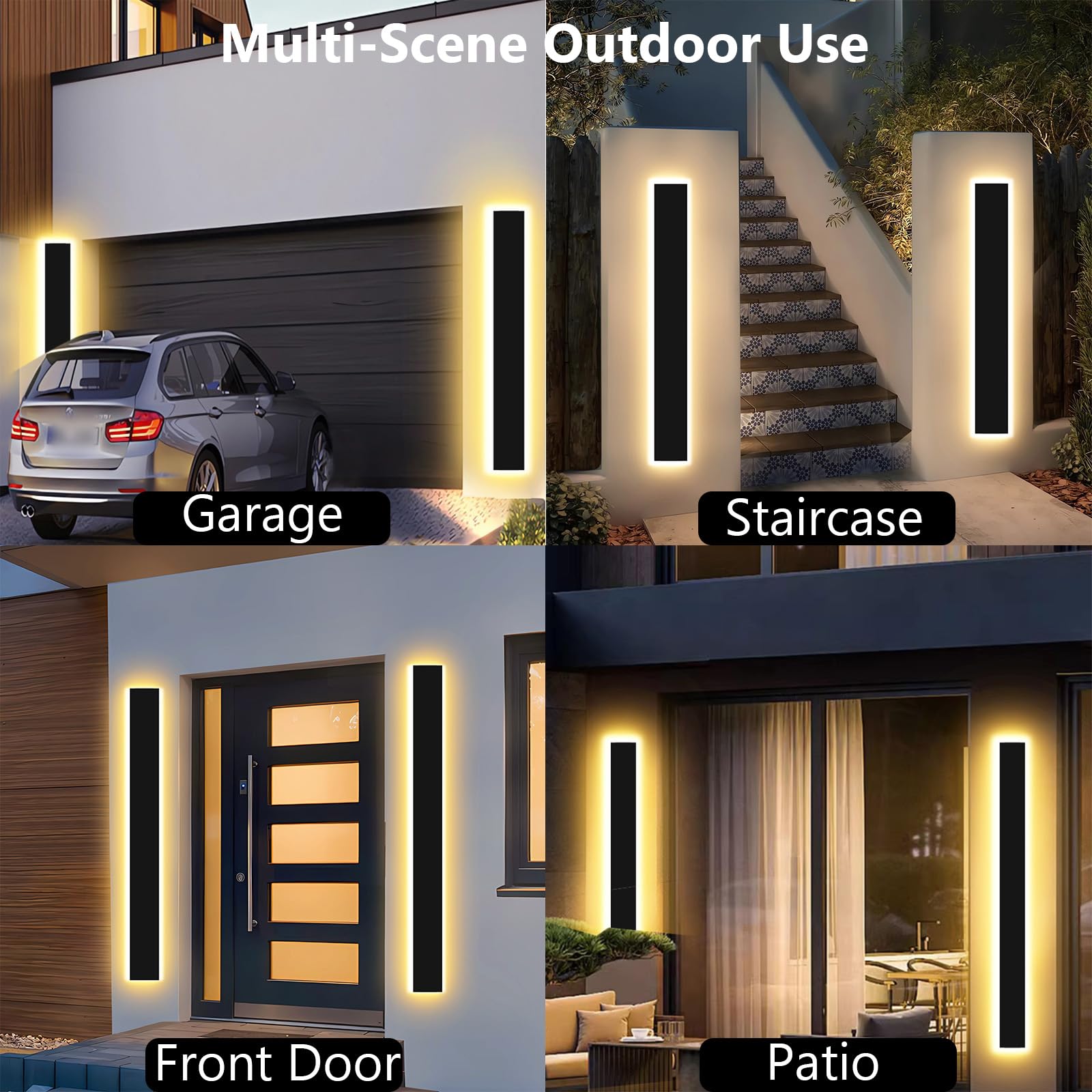 Outdoor LED Wall Sconce – 59" Dimmable, IP65, 2-Pack
