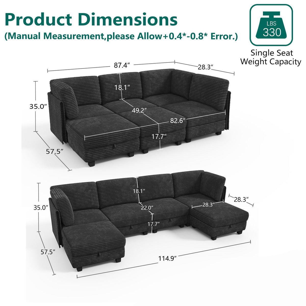 Modular Sectional Cloud Couch, Convertible Sleeper Sofa Bed for Living Room