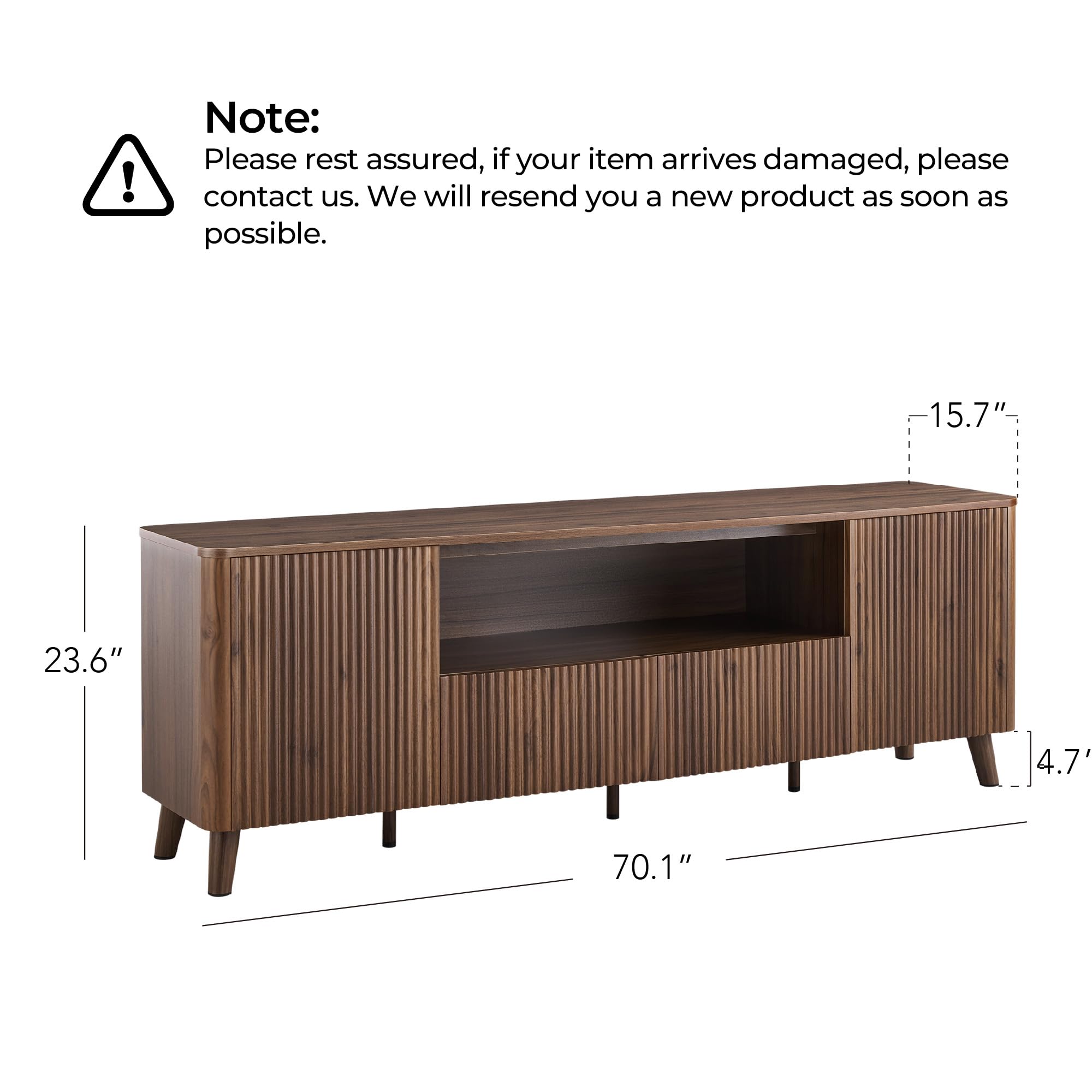 Mid-Century Modern TV Stand for 80" TVs with Storage