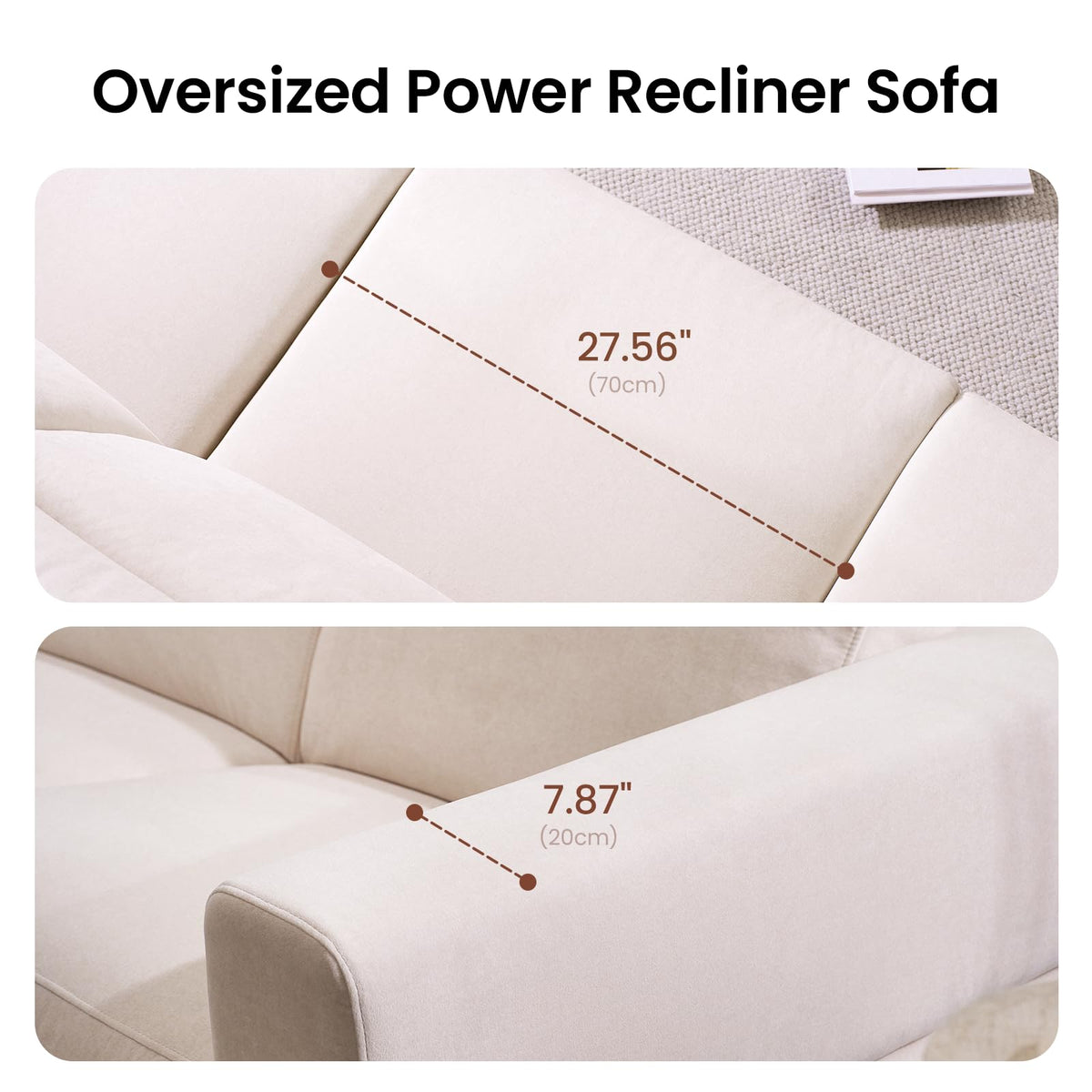 ModernMate Lodden 70" Power Reclining Loveseat Sofa, Beige