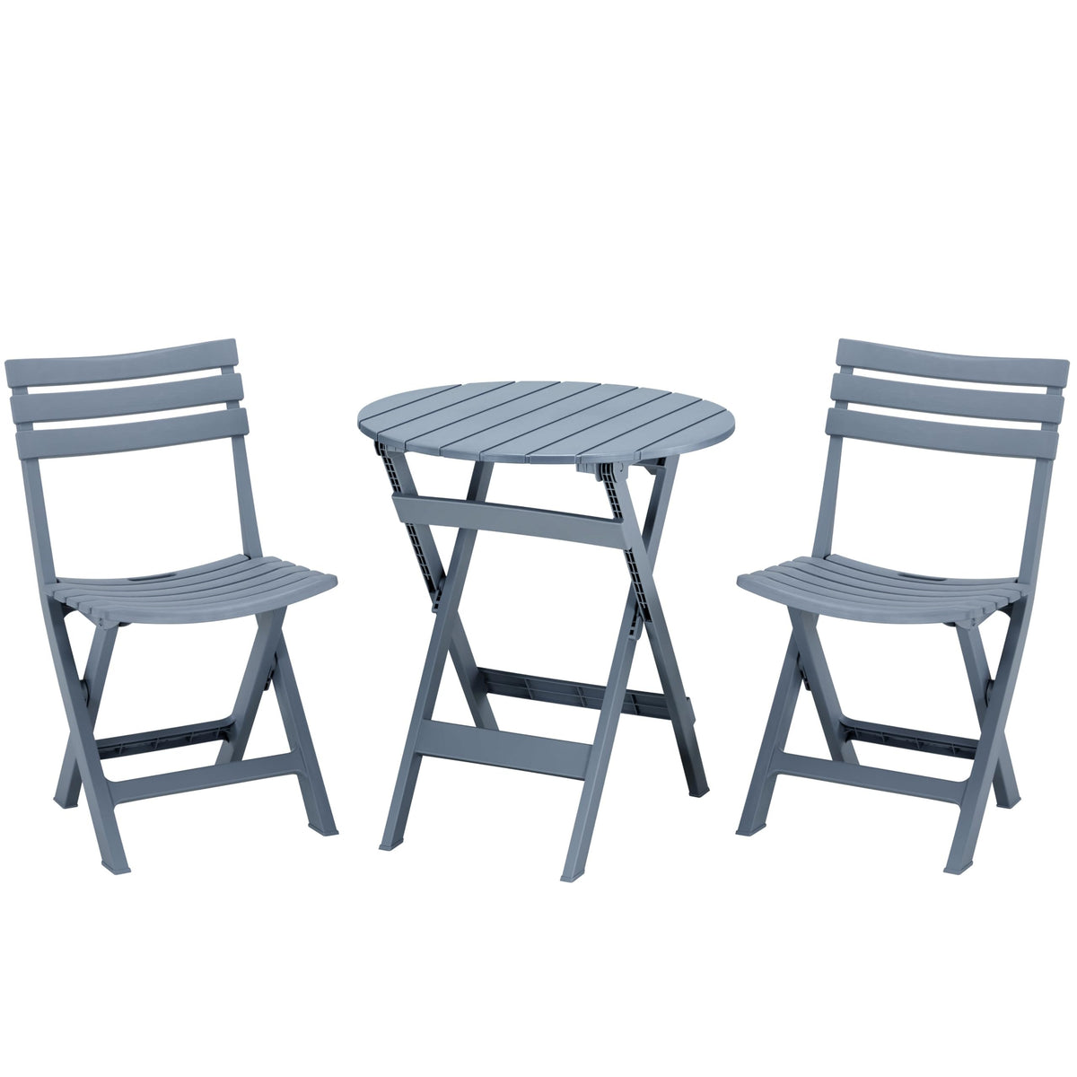 ARIA HOME 3 Piece Outdoor Bistro Set, Round Folding Patio Table and 2 Chairs, Blue