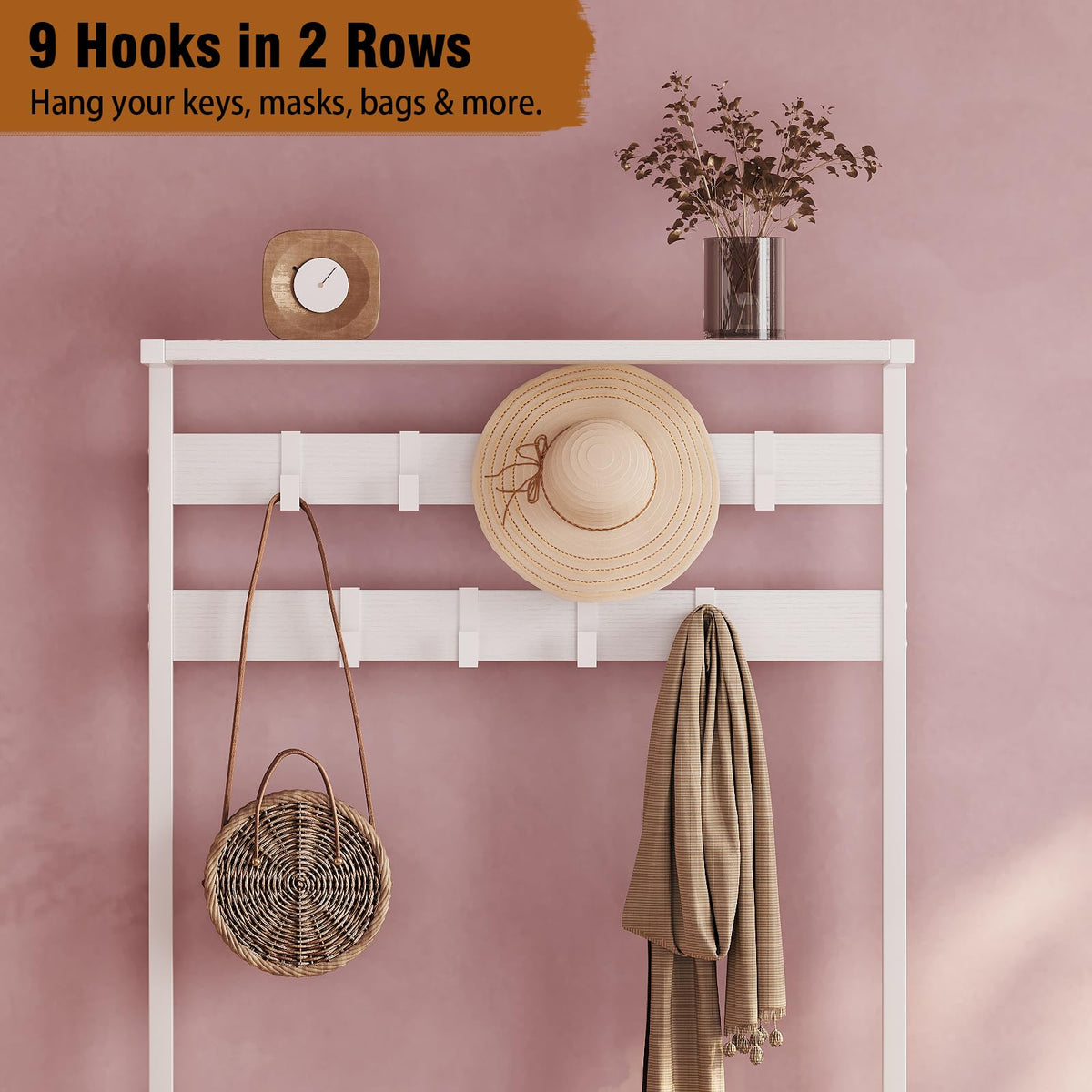 Hall Tree with Coat Rack and Shoe Storage