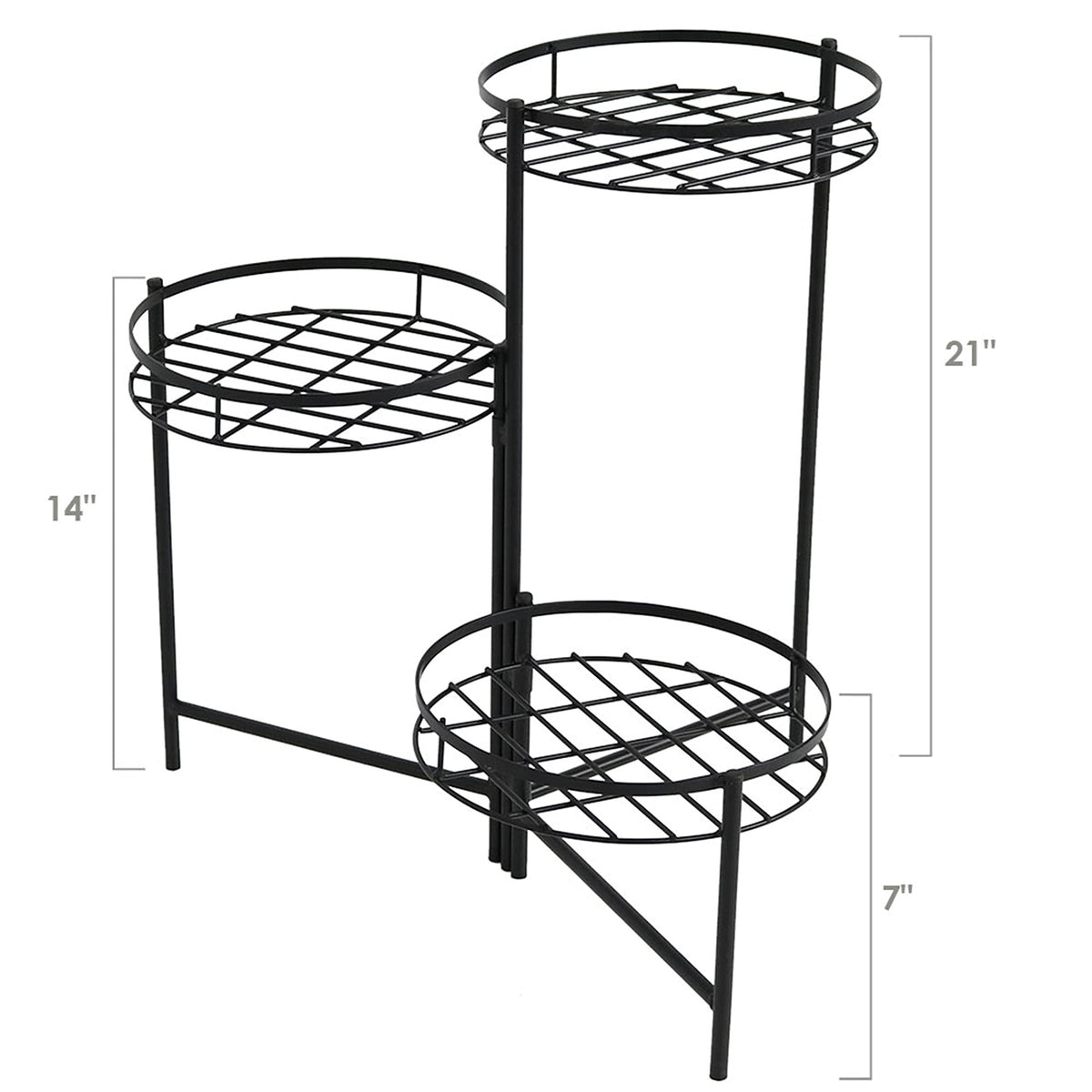Sunnydaze Folding Metal 3-Tiered Plant Stand for Flowers, Set of 2, Black