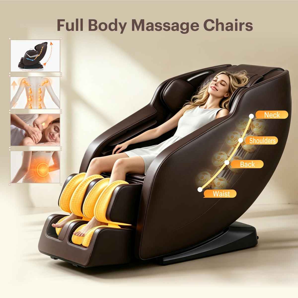 Massage Chair Full Body,Zero Gravity Massage Chair,Heating Waist,Brown