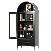 Tall Arched Display Cabinet with Glass Doors
