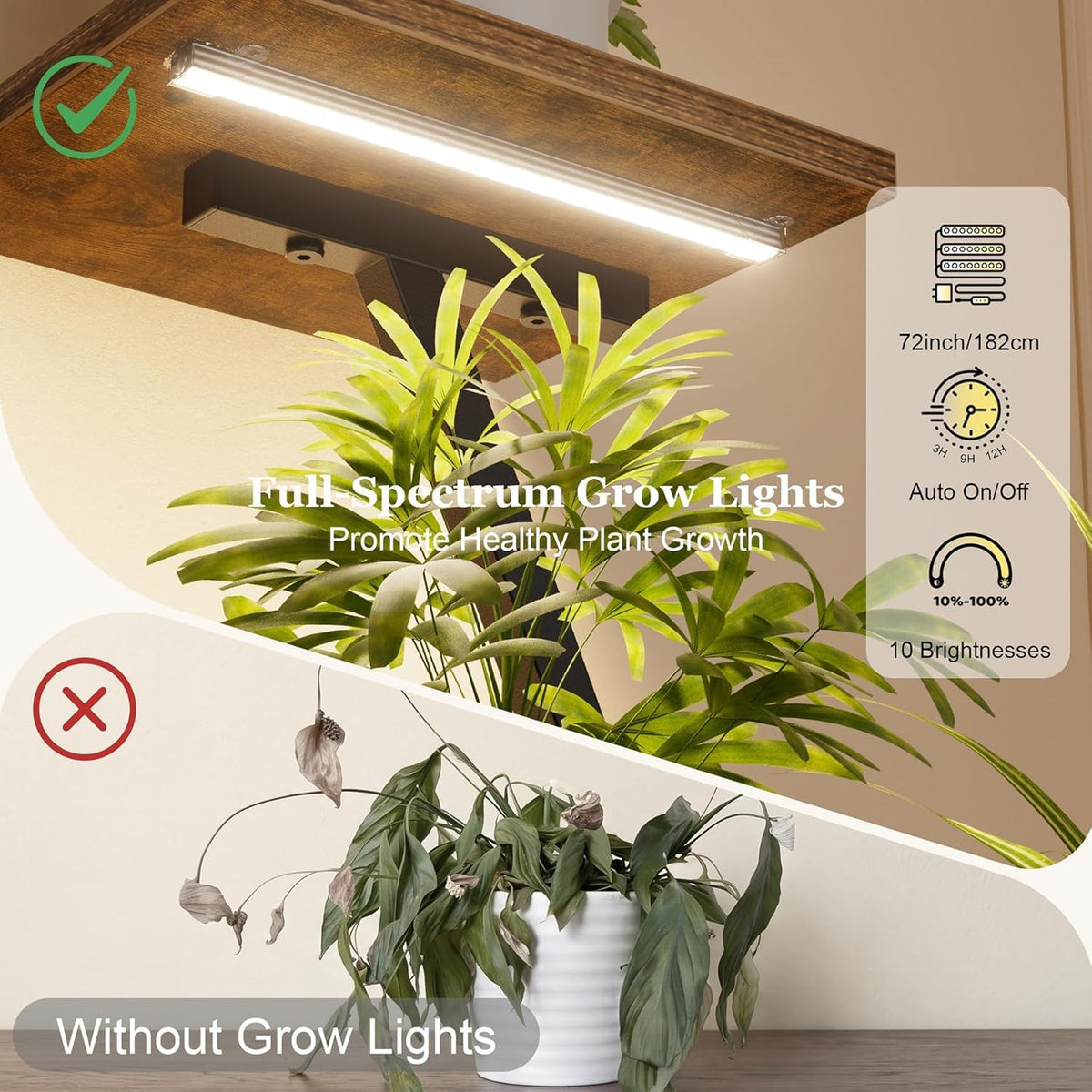 BACEKOLL Plant Stand Indoor with Grow Lights - 62" Tall Corner Plant Shelf
