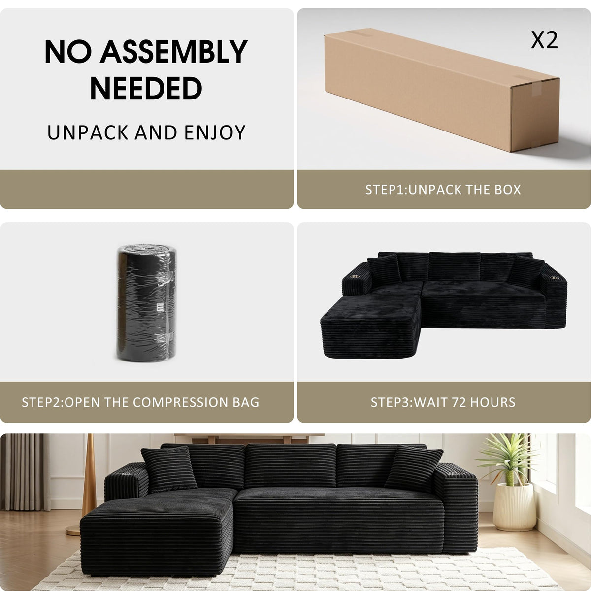 Modular Corduroy Sectional Sofa