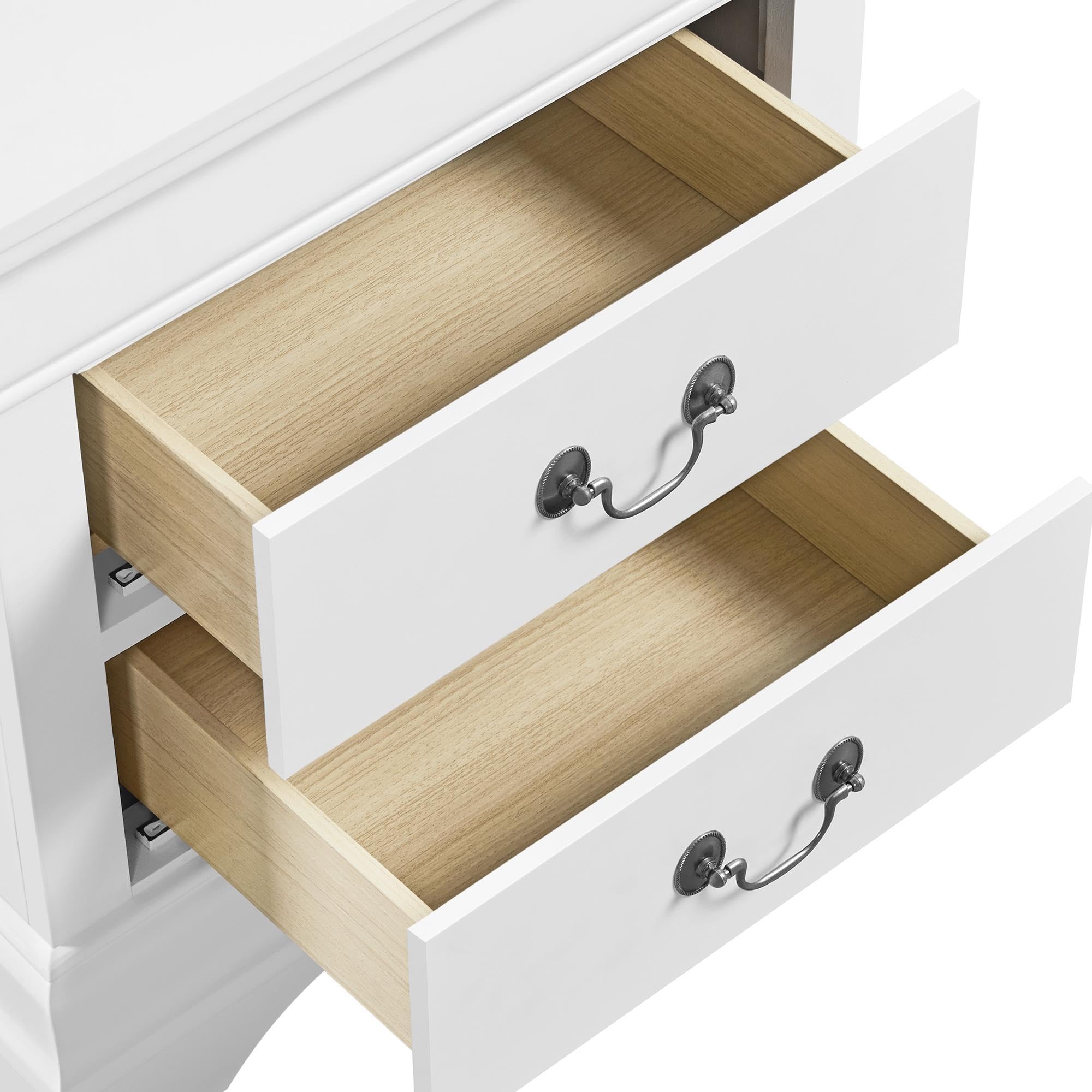 Yaheetech Fully-Assembled Nightstands Set of 2, 2-Drawer Nightstands Large Classic Bedside Tables with Storage, Wooden Painted Storage Cabinet, 21.5" L×16" W×24.5" H, White