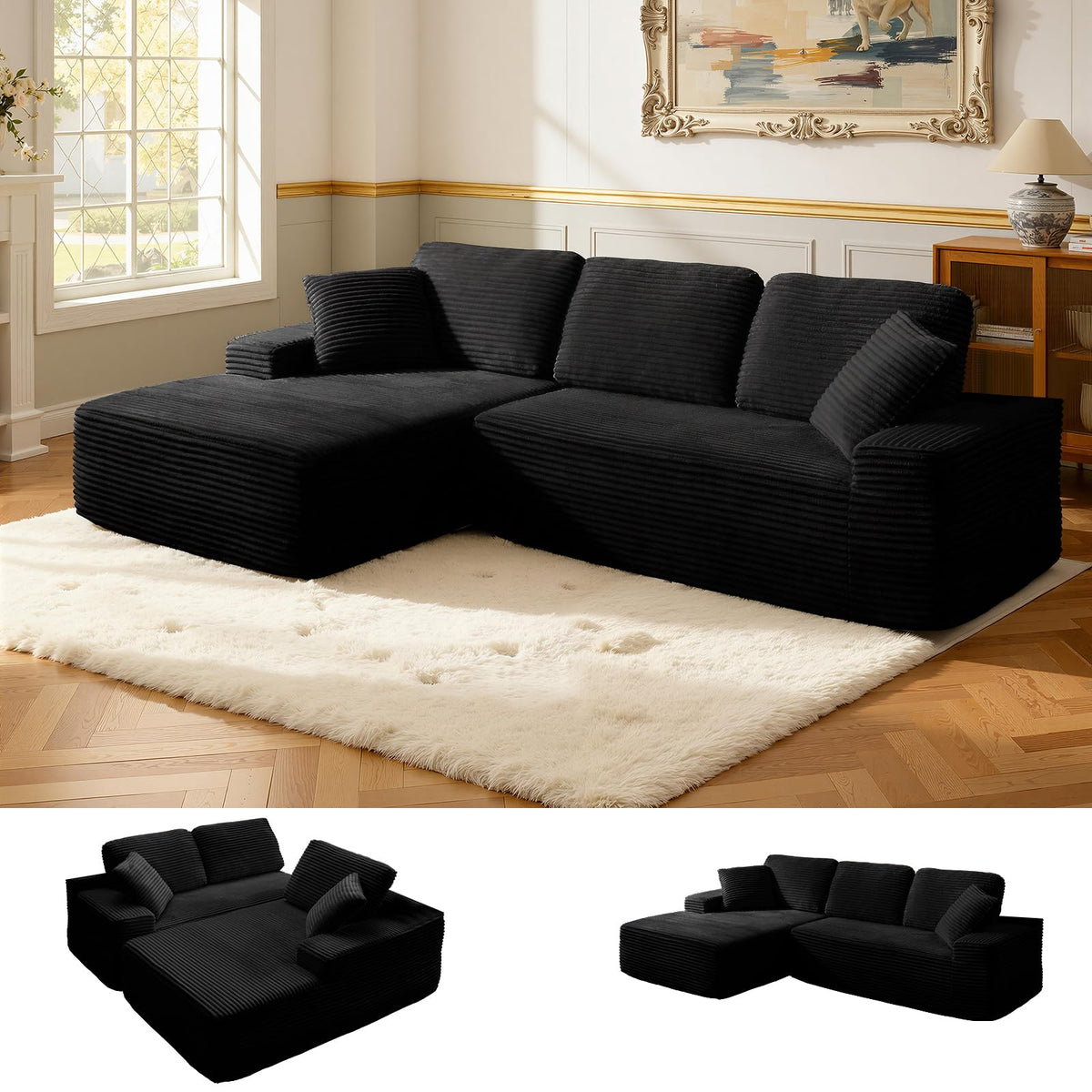 Corduroy Modular Sectional Sofa Bed
