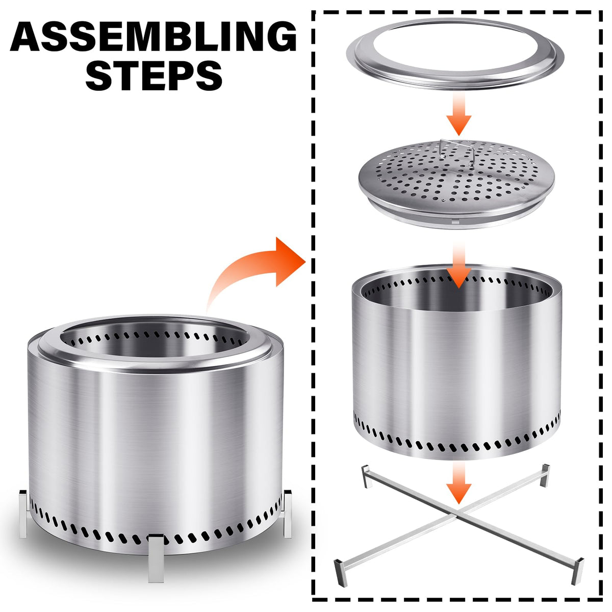 Smokeless Fire Pit with Stand