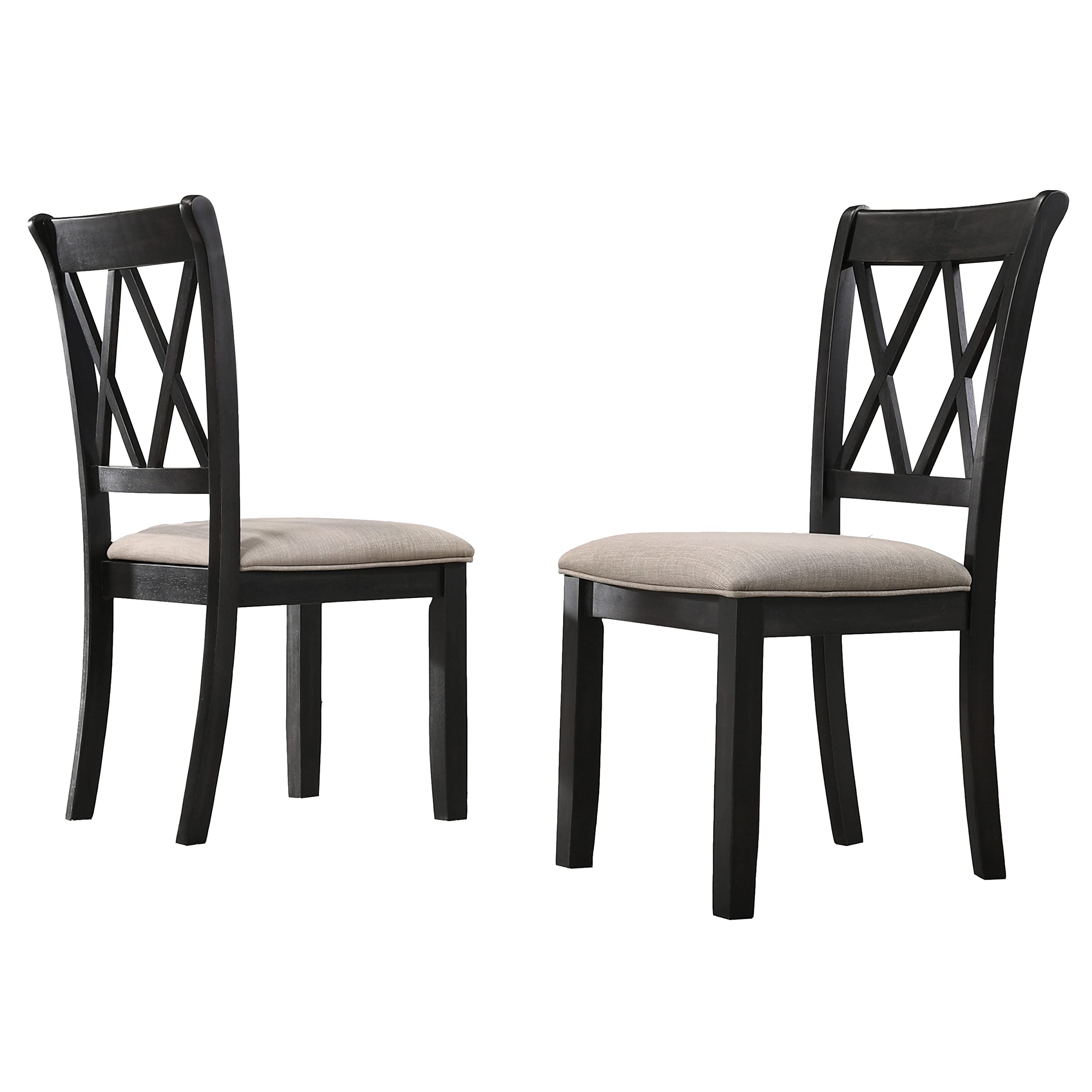 Upholstered Cross-Back Dining Chairs, Set of 2