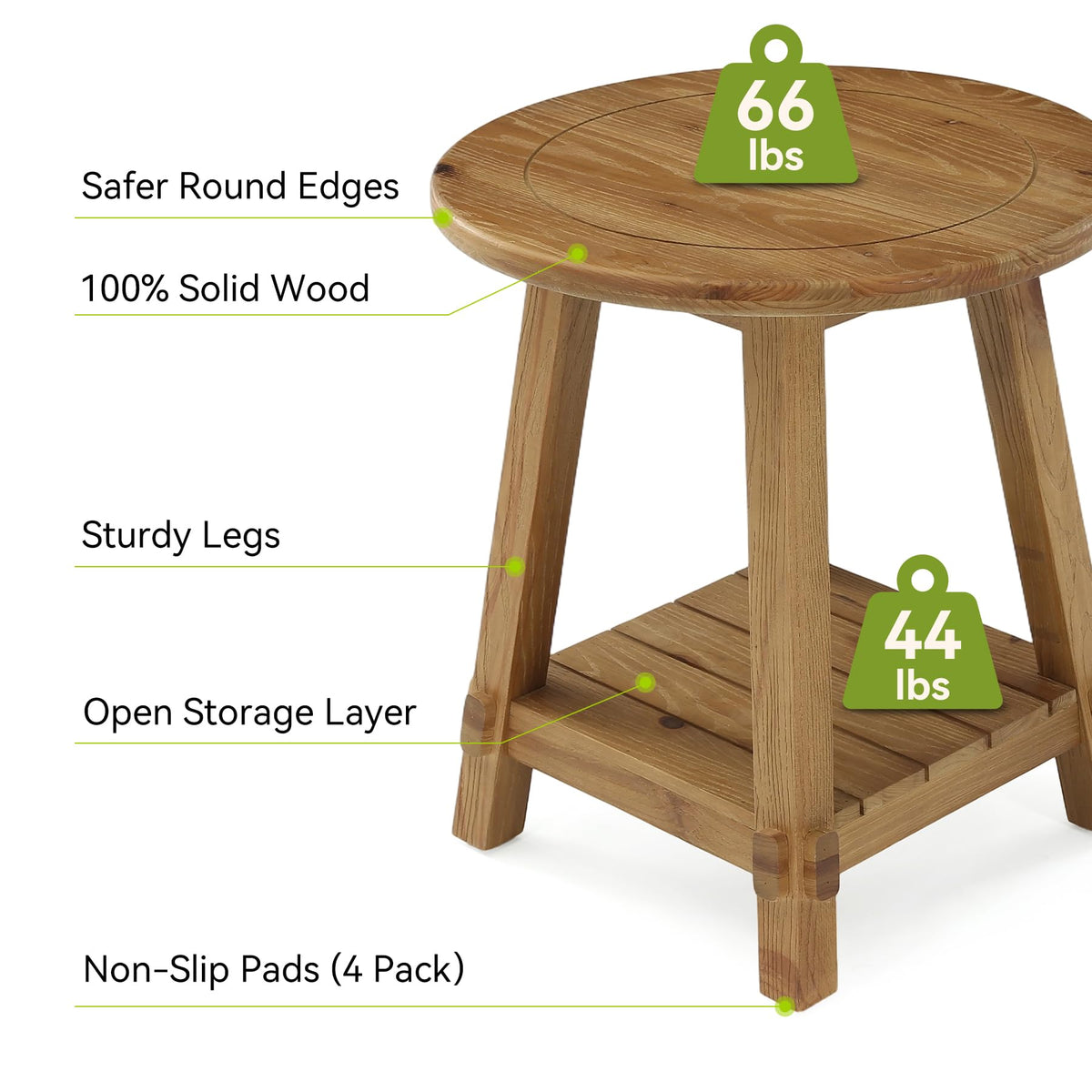Solid Wood Two-Tier End Table