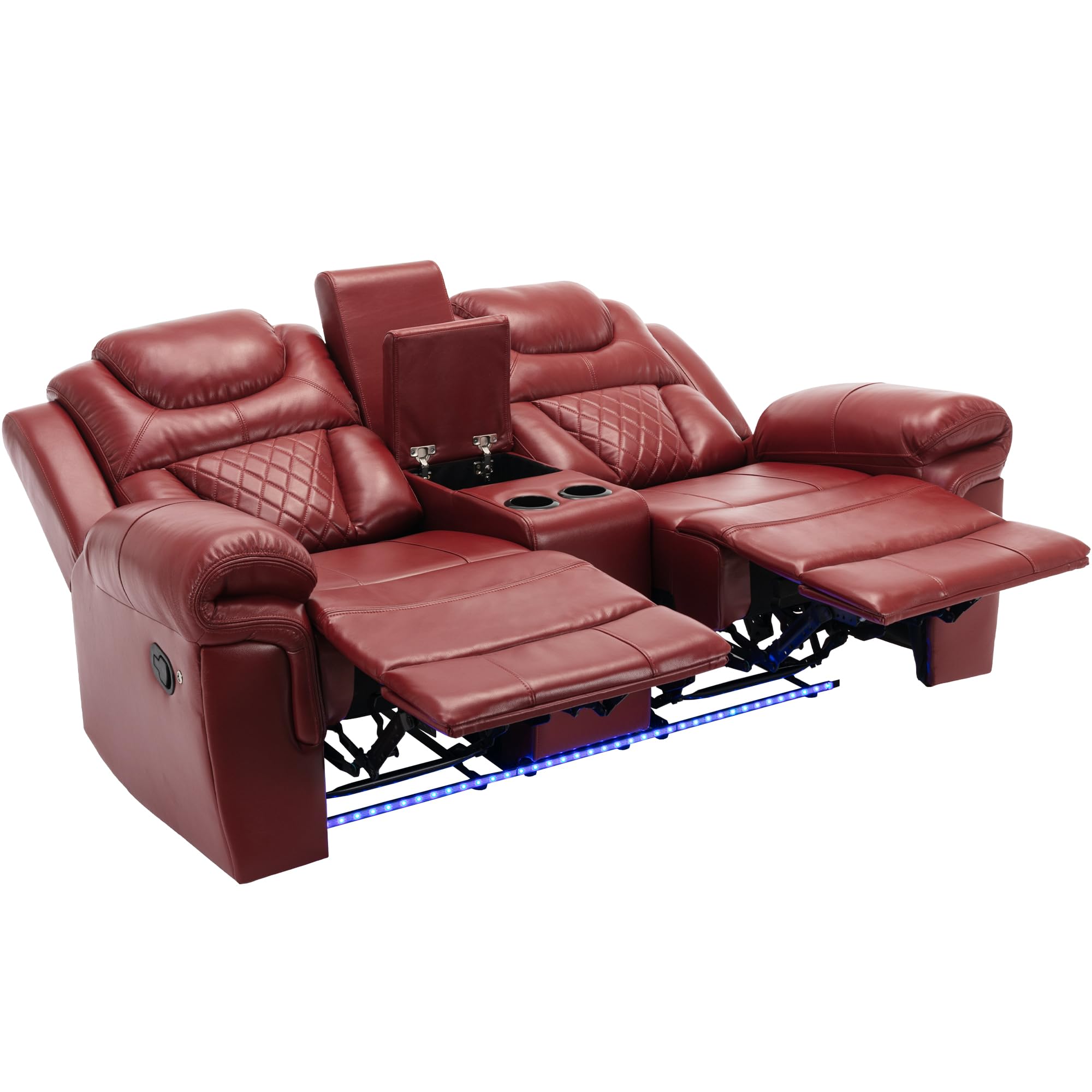 Manual Recliner Loveseat with LED Light Strip