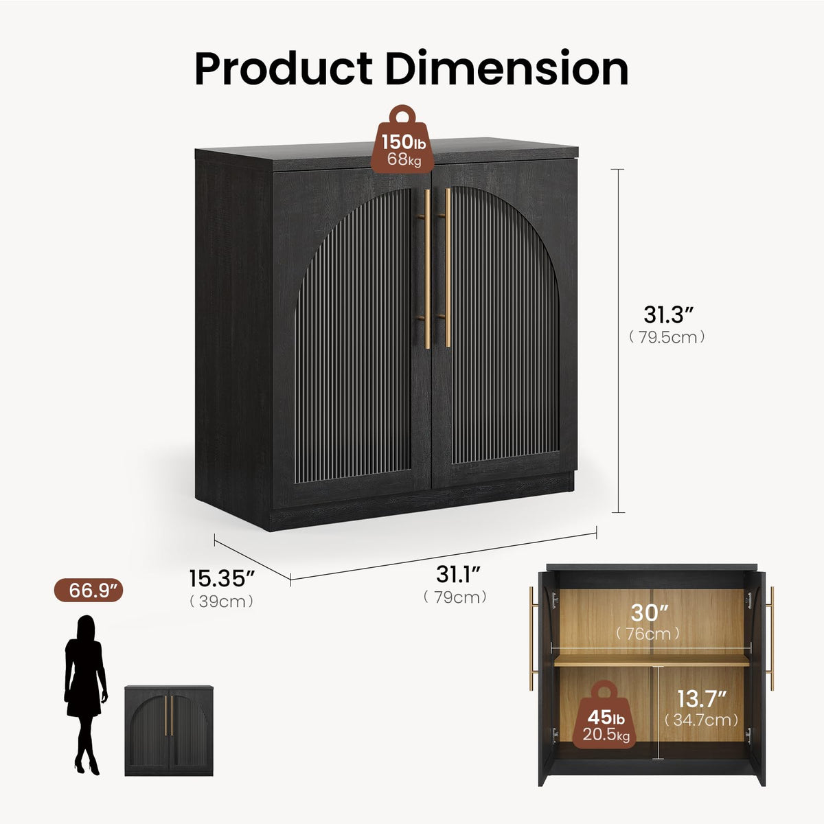Black Arched Sideboard Cabinet