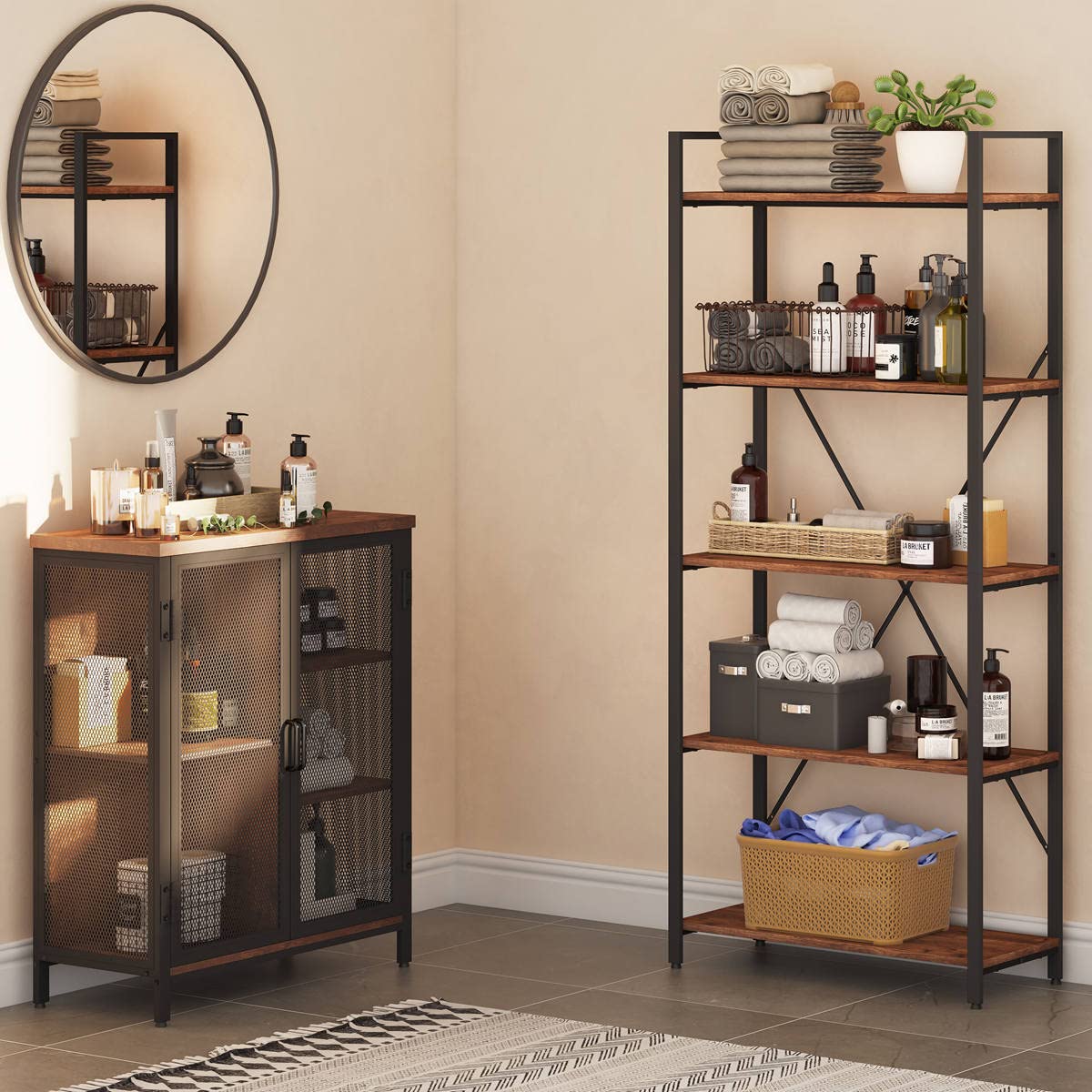 5-Tier Industrial Bookshelf