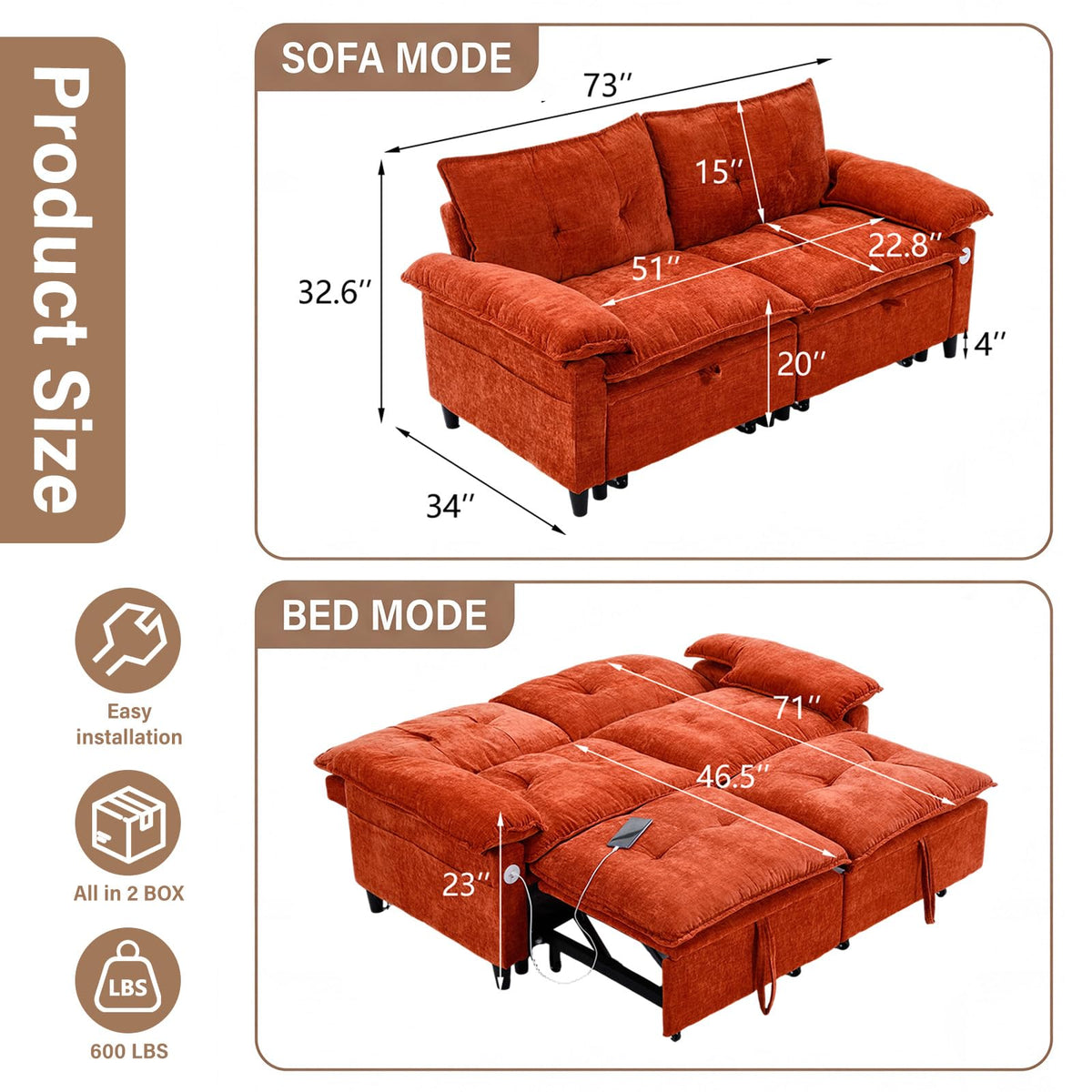 Chenille Loveseat Sleeper Sofa