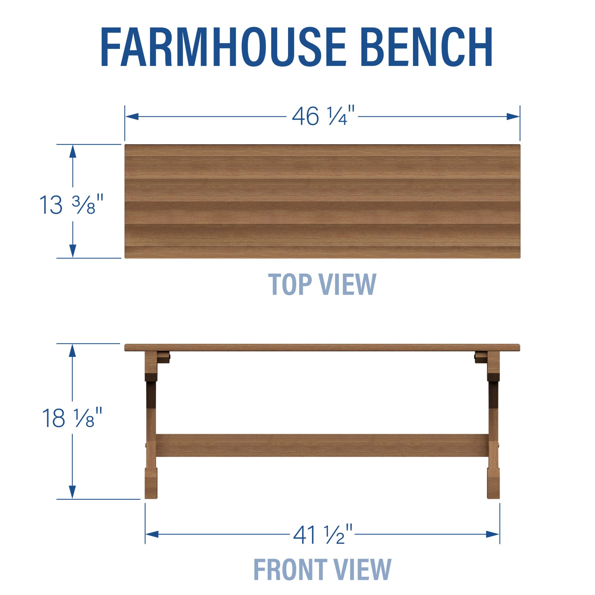 Meranti Wood Farmhouse Bench with Walnut Stain | Indoor & Outdoor