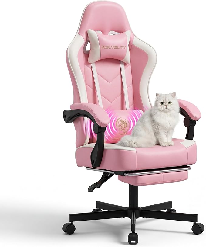 Ergonomic Gaming Chair with Footrest & Lumbar Support