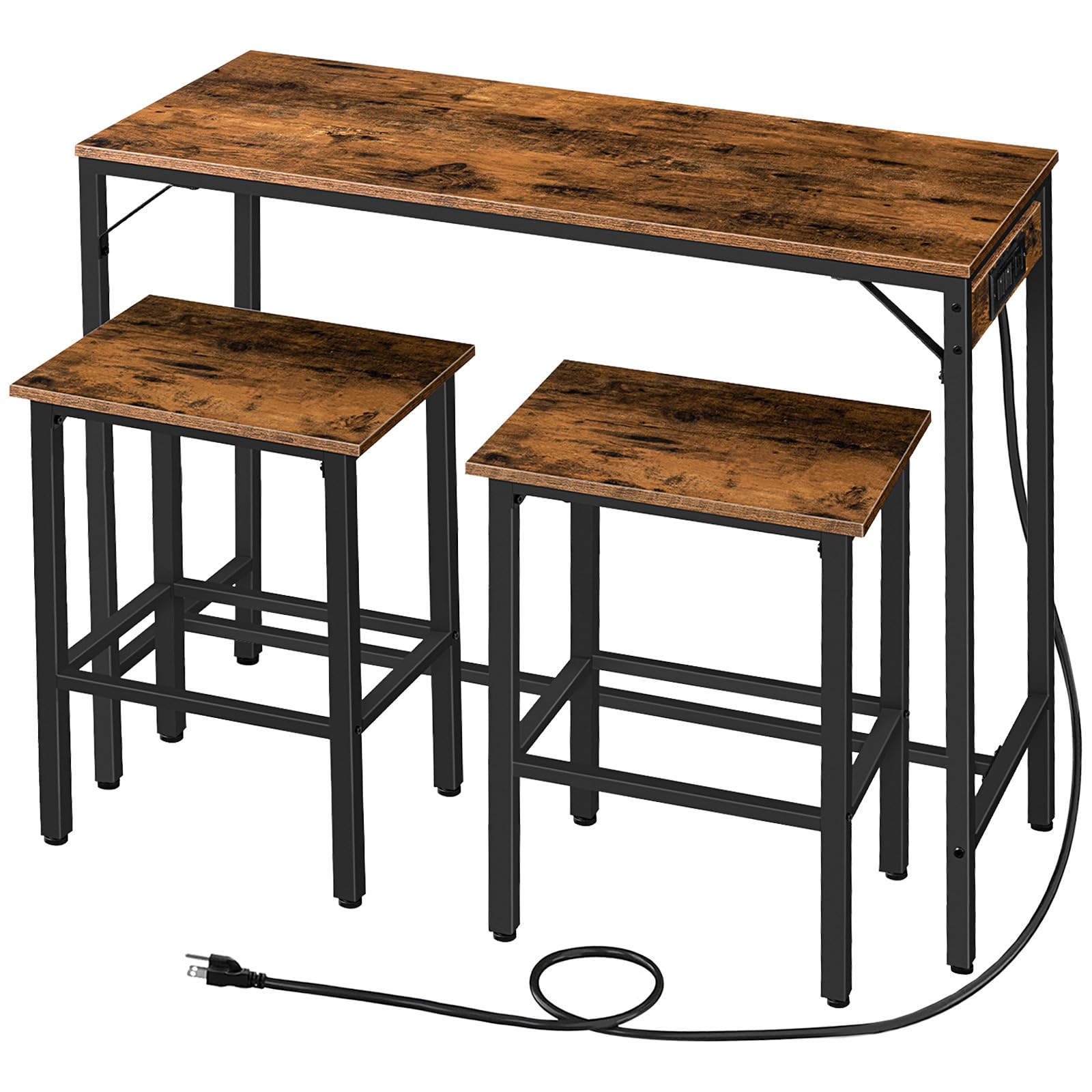 3-Piece Bar Height Table Set with Power Outlet