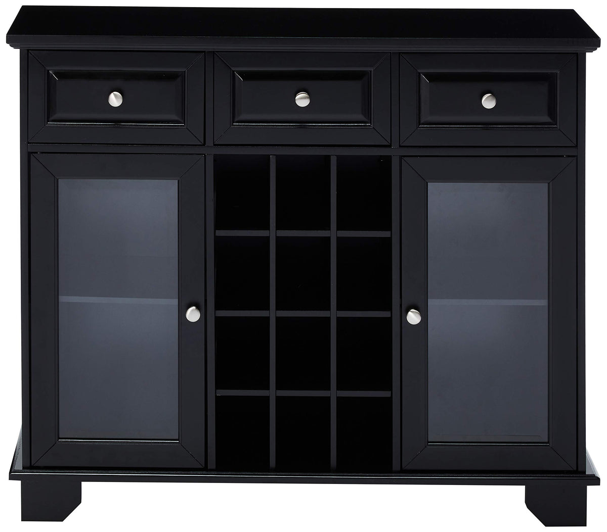 Kings Brand Buffet Sideboard Cabinet with 12-Bottle Wine Rack, Black