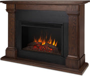 Real Flame Callaway 63" Grand Electric Fireplace with Mantel in Chestnut Oak, Free-Standing Oversized Indoor Electric Fireplace with Mantel, Adjustable Thermostat, Automatic Safety Shut-Off.