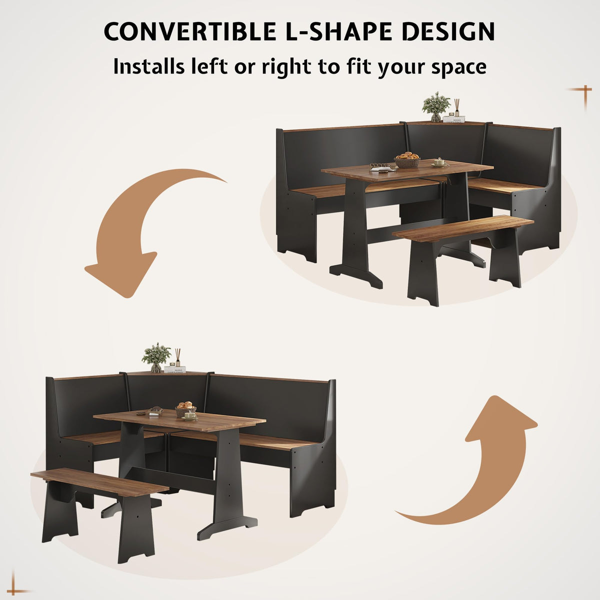 3-Piece Corner Dining Set with Storage