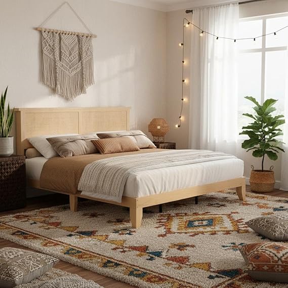 Rattan Bed Frame with LED Lights