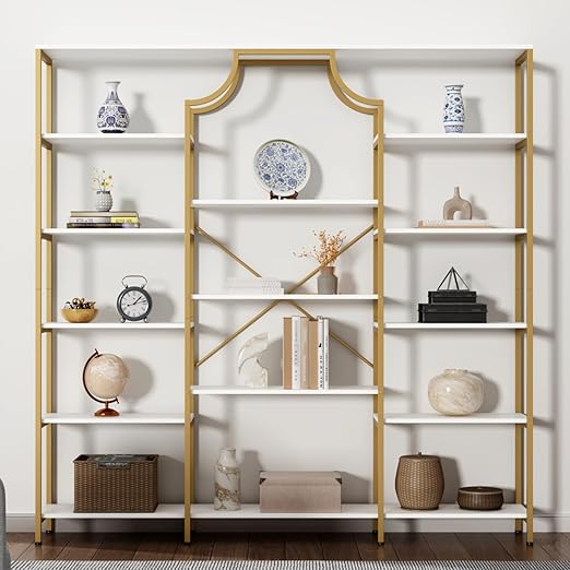 8-Shelf Etagere Bookcase with Metal Frame