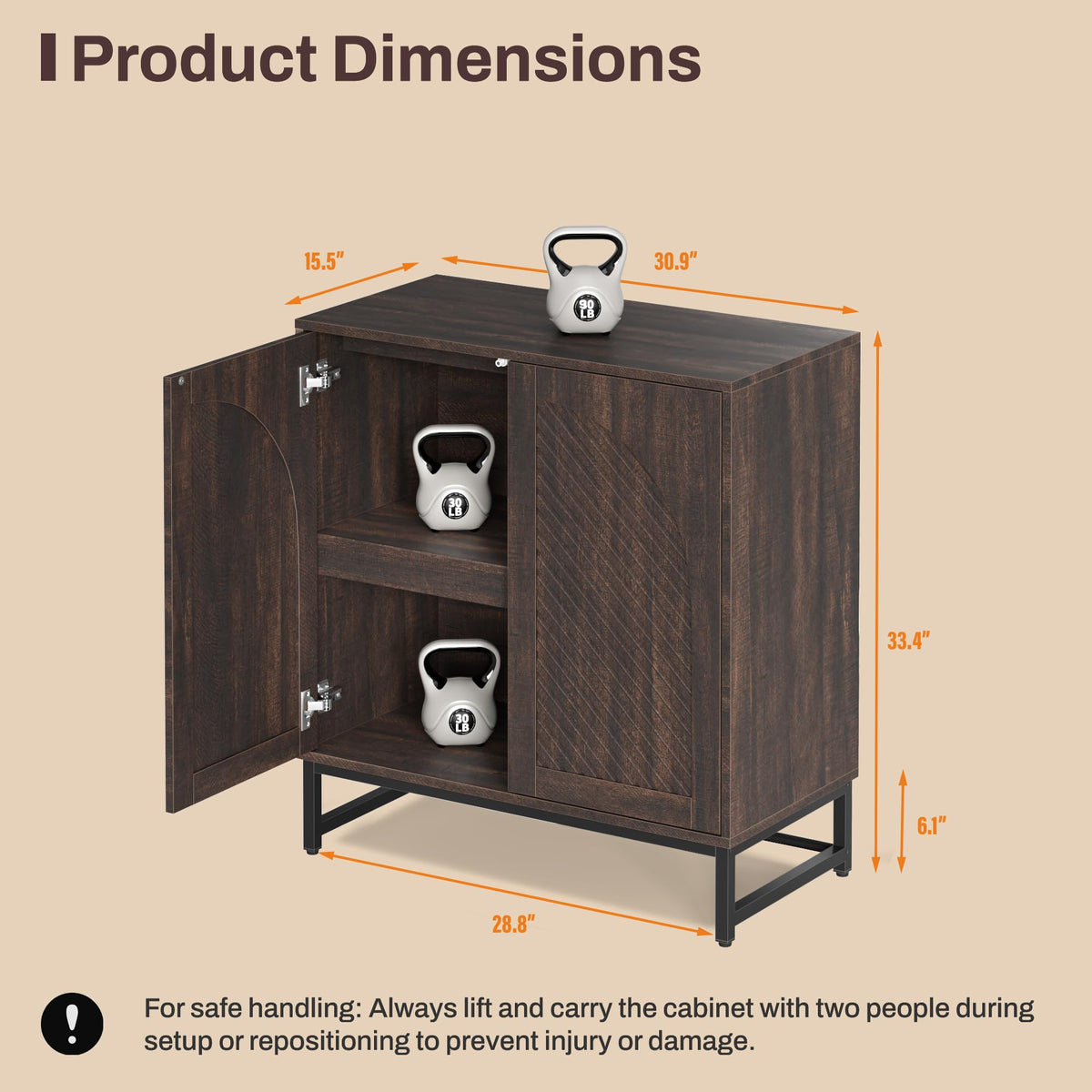 HOLCEPZN Modern Arched Sideboard Buffet Cabinet with Storage, Walnut
