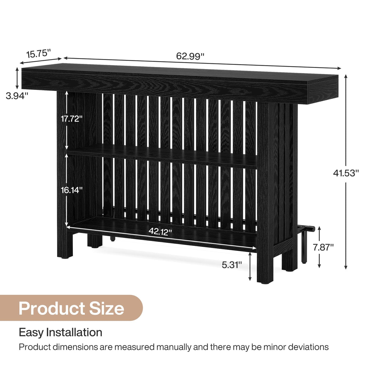 Bar Table with Storage and Footrest