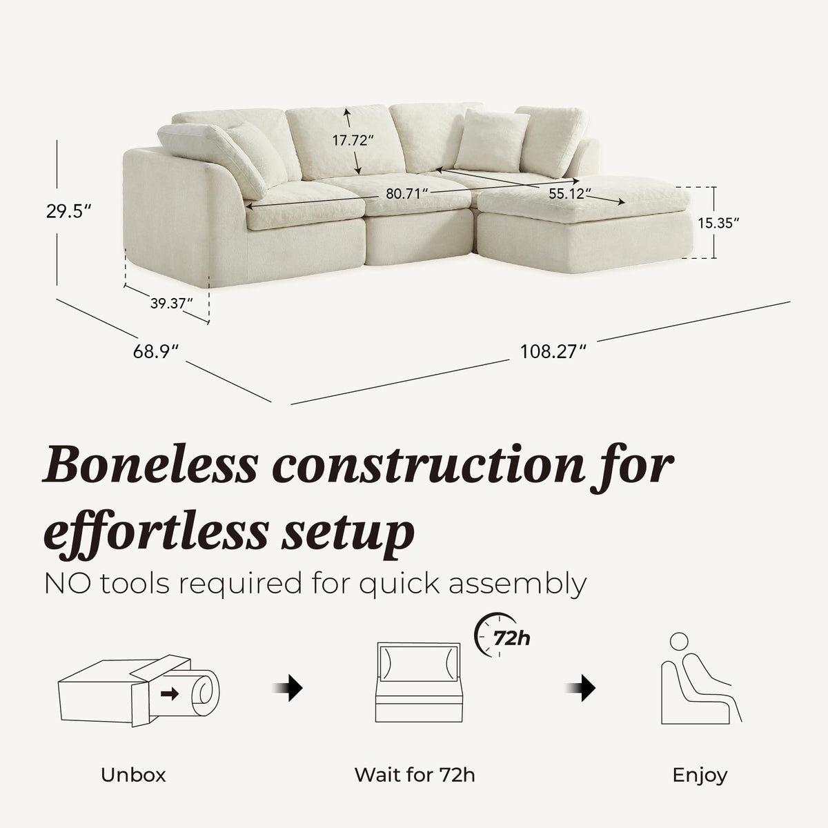 L-Shaped Chenille Modular Sectional