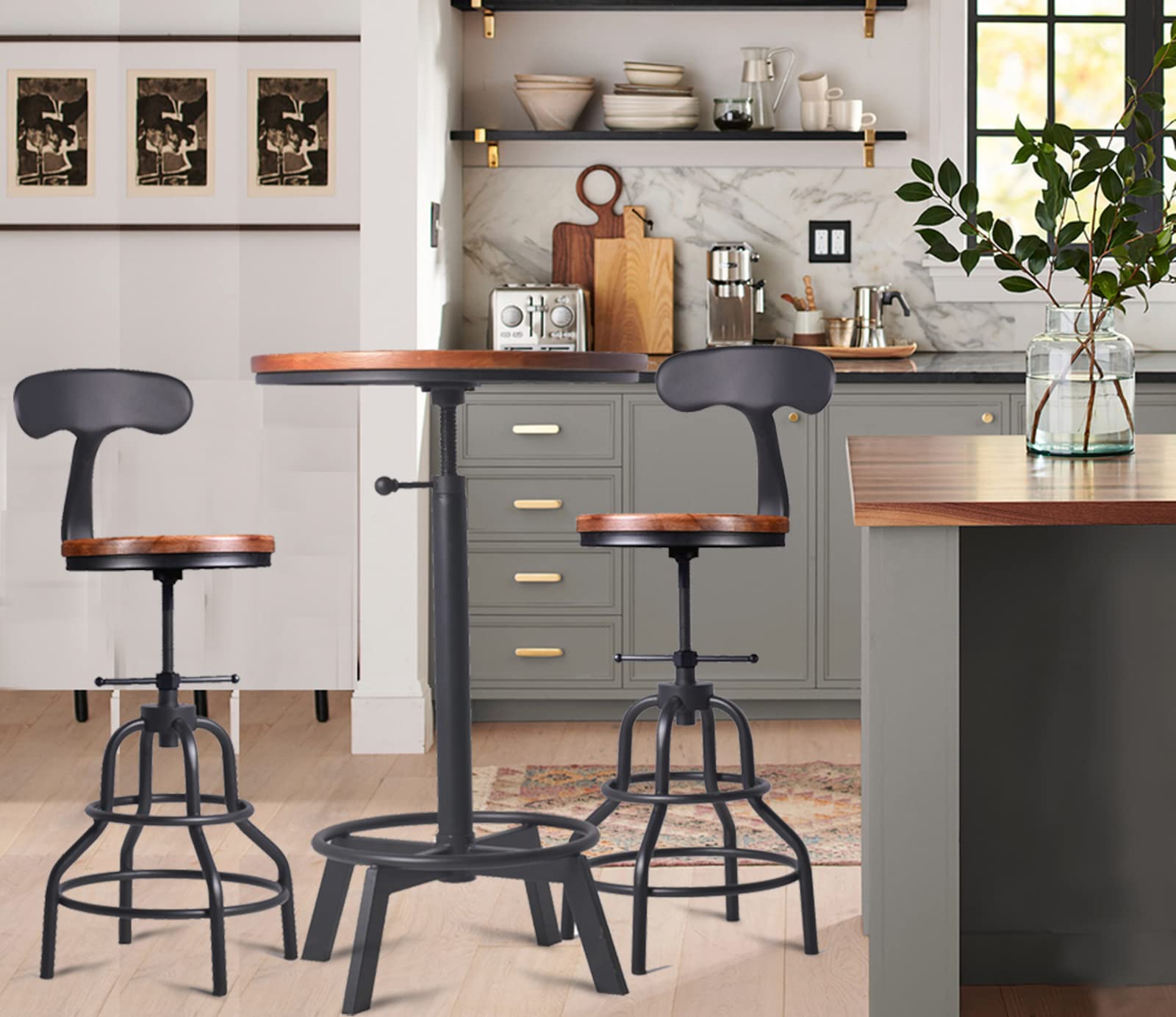 Round Bar Table & Counter Stool Set, 3-Piece