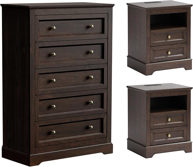 Farmhouse Bedroom Dresser Set with Nightstands