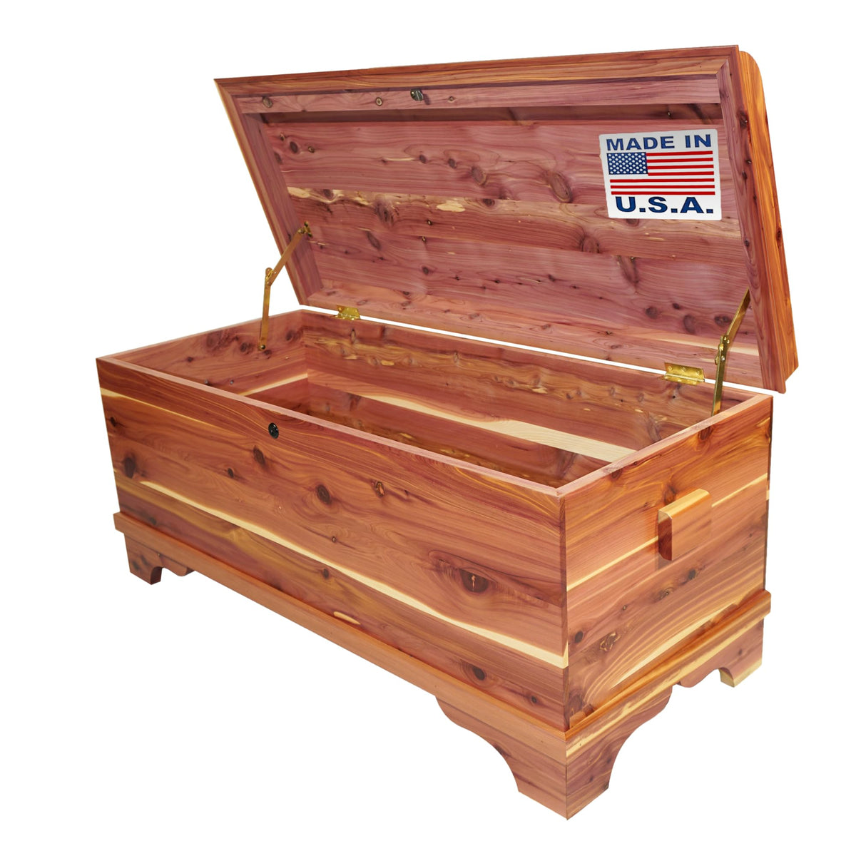 DutchCrafters Cedar Wood Blanket Storage for Living Room, Fully Lined Hope Chest, Bedroom Bench, Lockable Storage Box, Locking Chest with Handles and Waterfall Edge - Amish Made in USA (41" Medium)