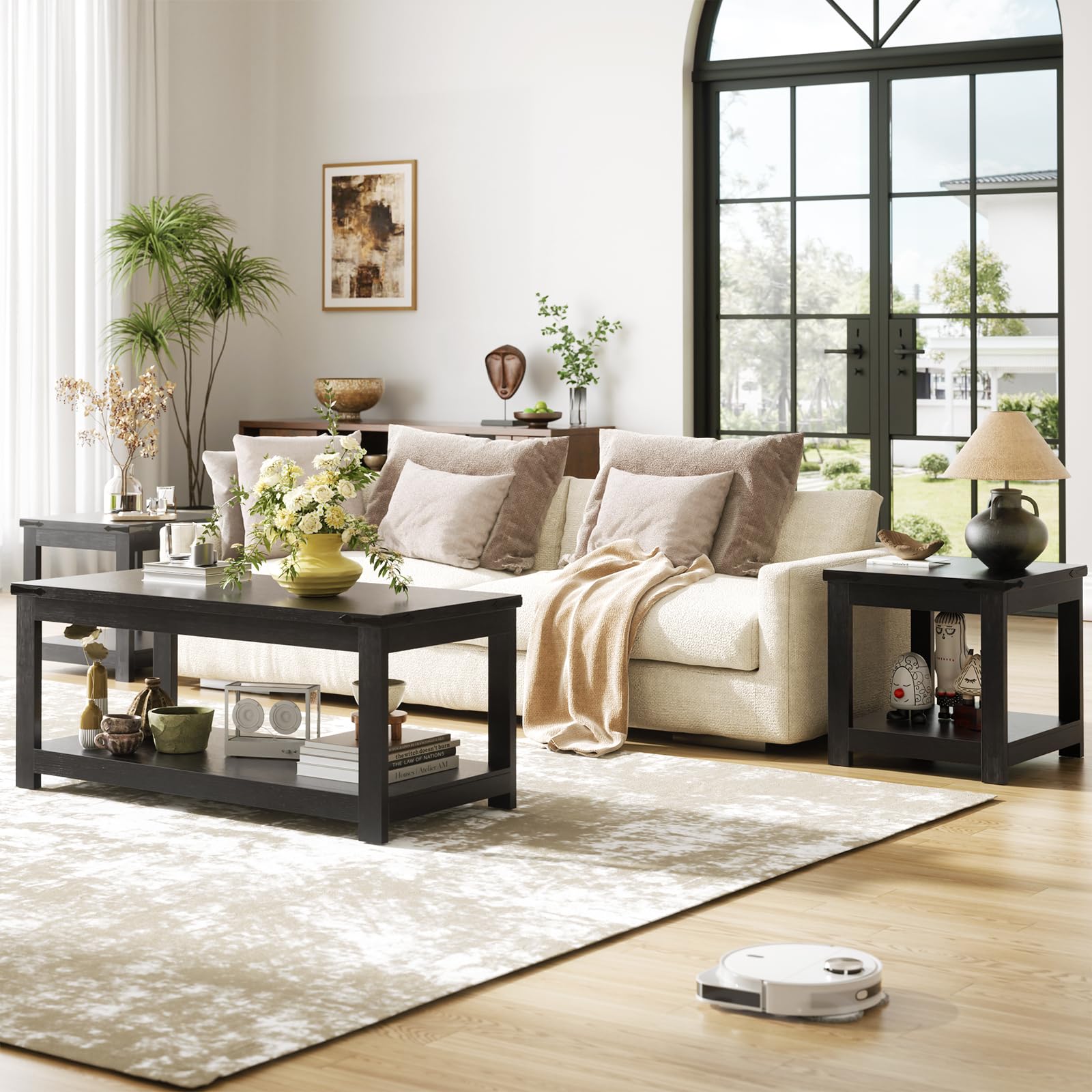 Square End Table with Storage Shelf