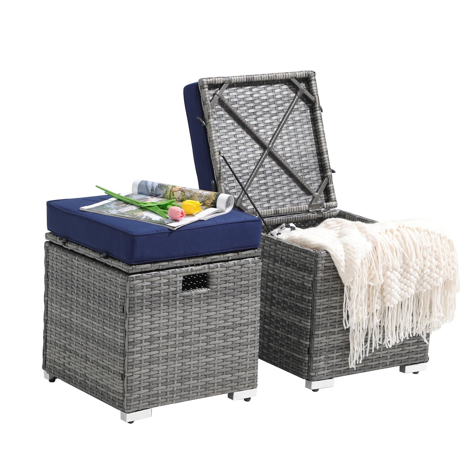 Outdoor Storage Ottoman Set of 2