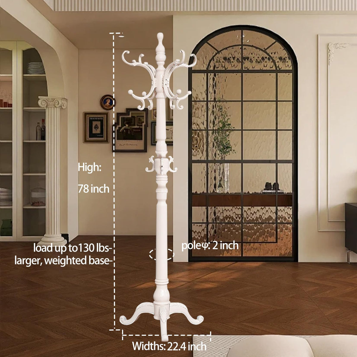 Wooden Coat Rack with 12 Hooks
