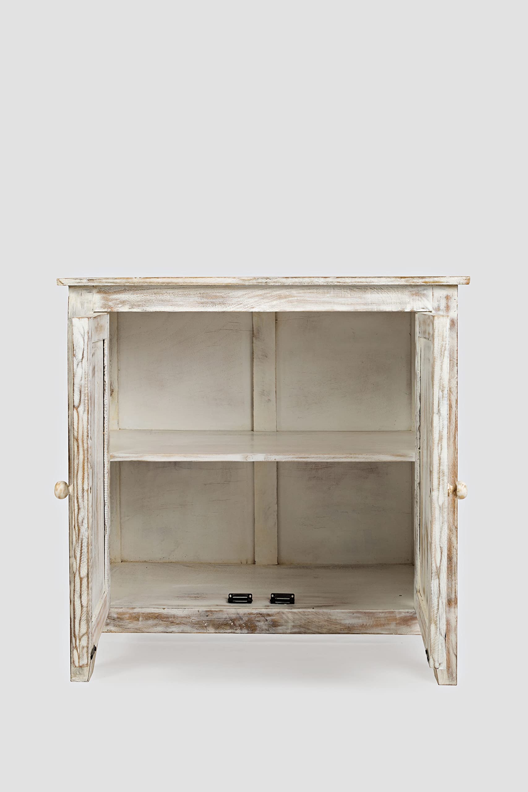 Jofran Global Archive Hand Carved Accent Chest Cabinet, 32', Weathered White