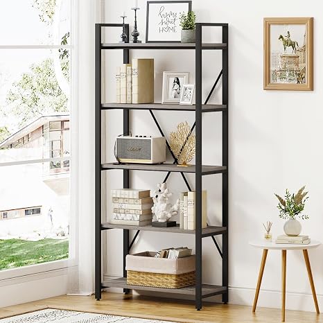 5-Tier Industrial Etagere Bookcase