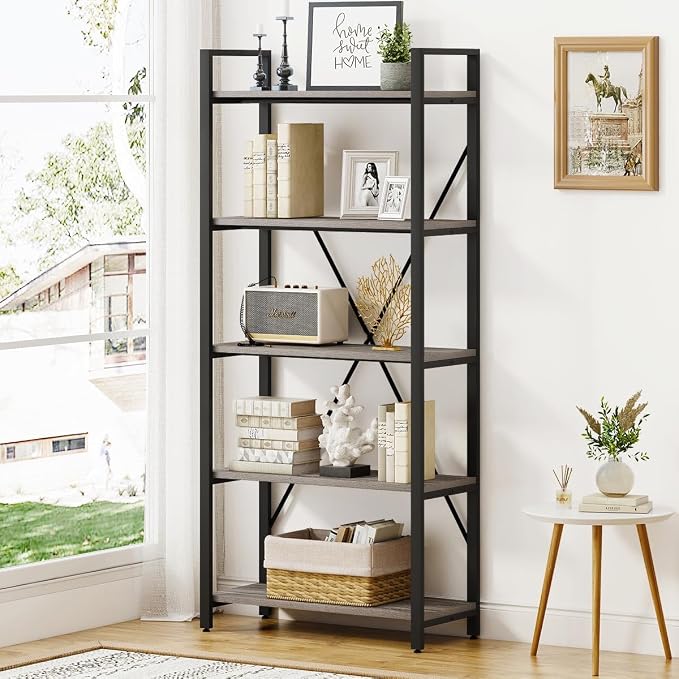 5-Tier Industrial Bookshelf
