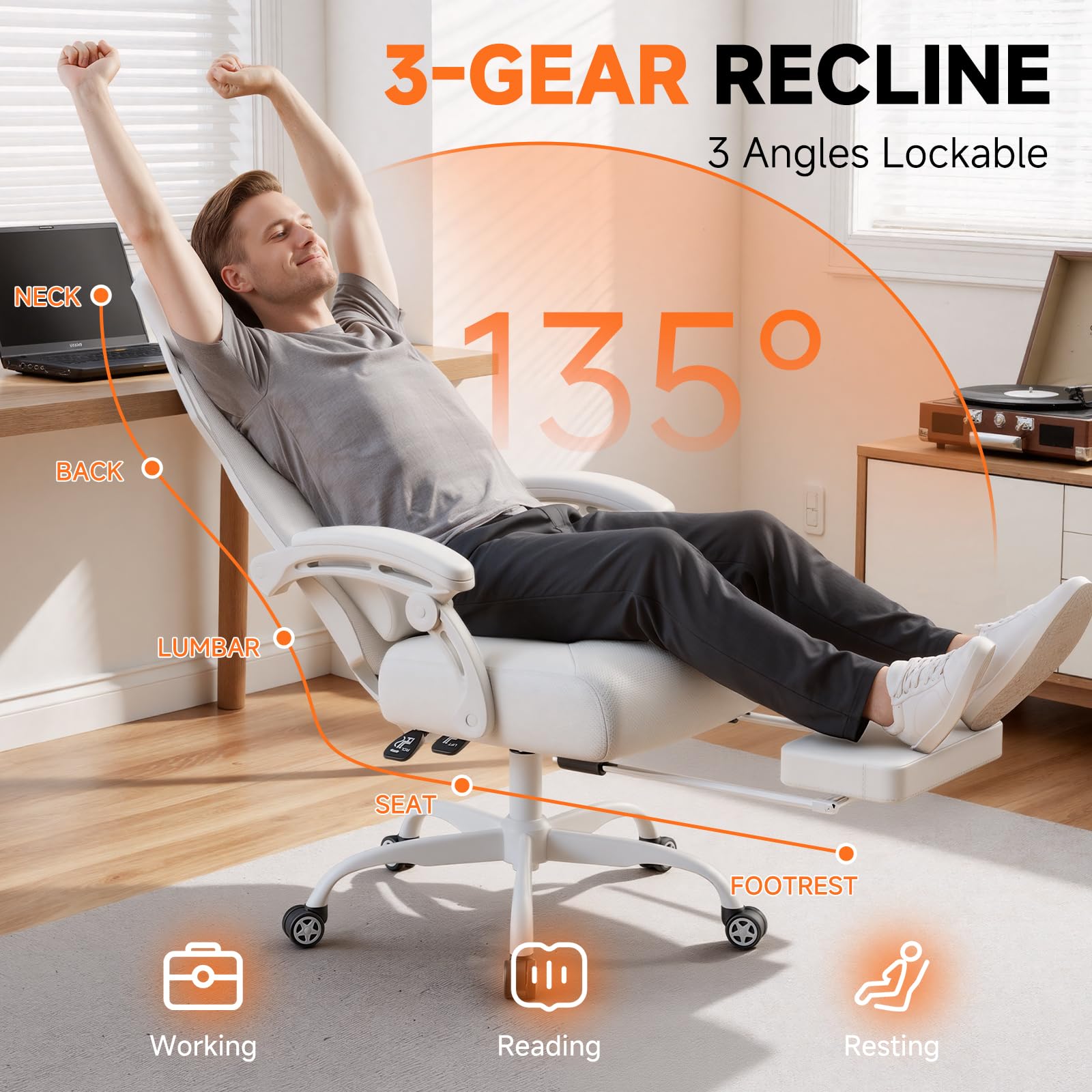 Ergonomic Mesh Gaming Chair with Footrest