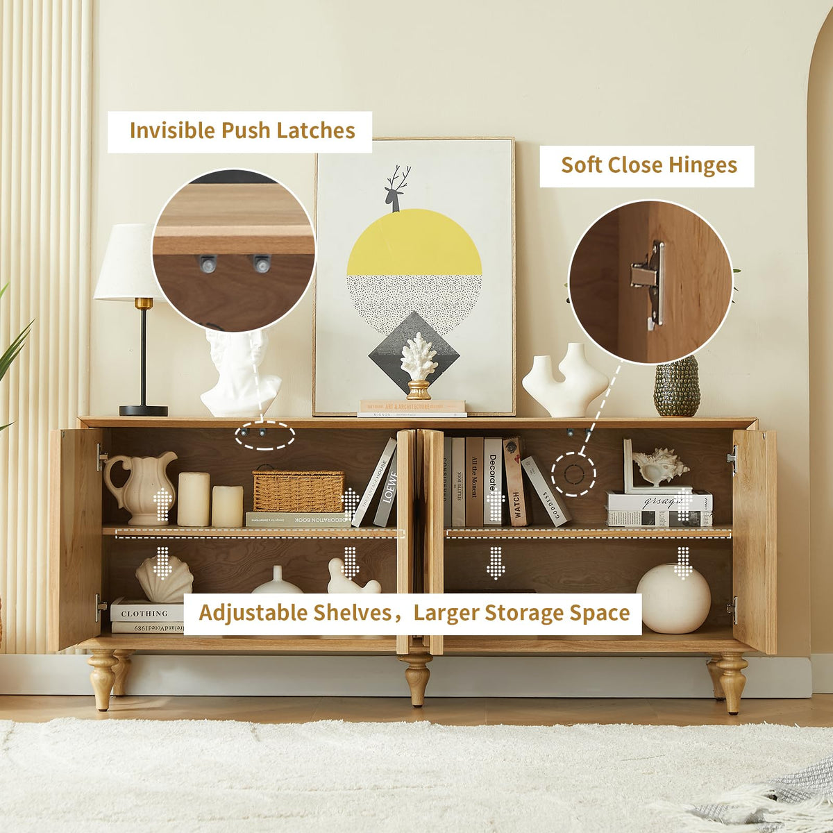 Mid-Century Sculpted Door Sideboard