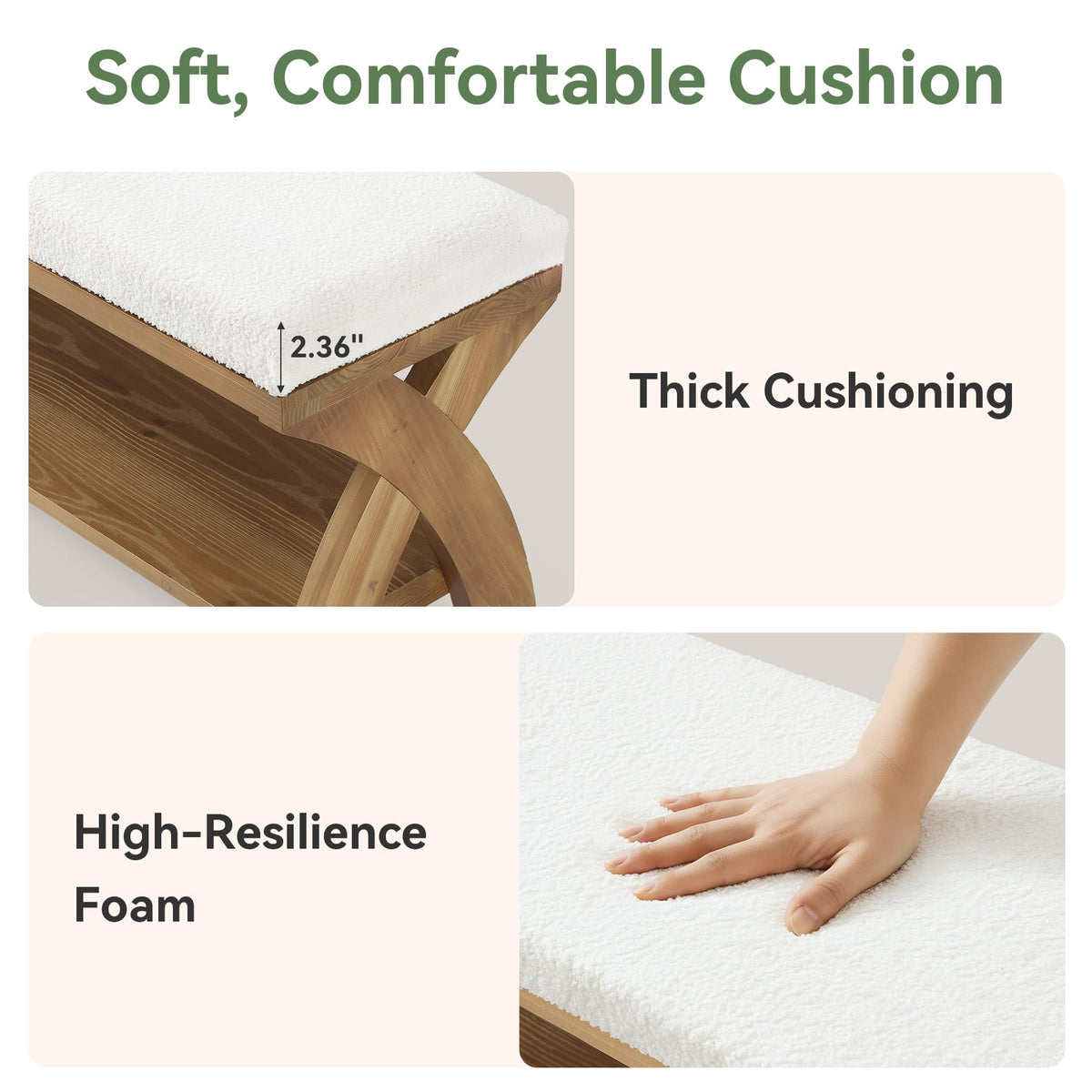 Upholstered Wood Shoe Storage Bench